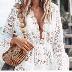 White Lace Kimono Beach Dress